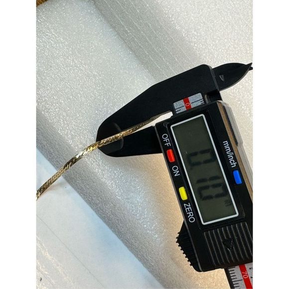 14K Yellow Gold Italy Herringbone Necklace 18” - Picture 4 of 6